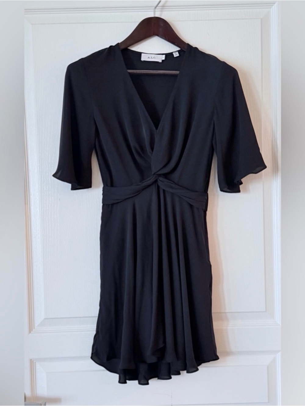 A.L.C. Navy Silk Twist-Front Dress